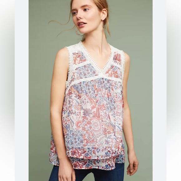ANTHROPOLOGIE Santana Lace-Trimmed Top
SKU #4110292120001 Size SP - Picture 1 of 6